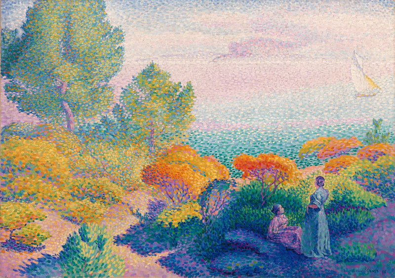 Two women by the sea, Mediterranean - Henri-Edmond Cross