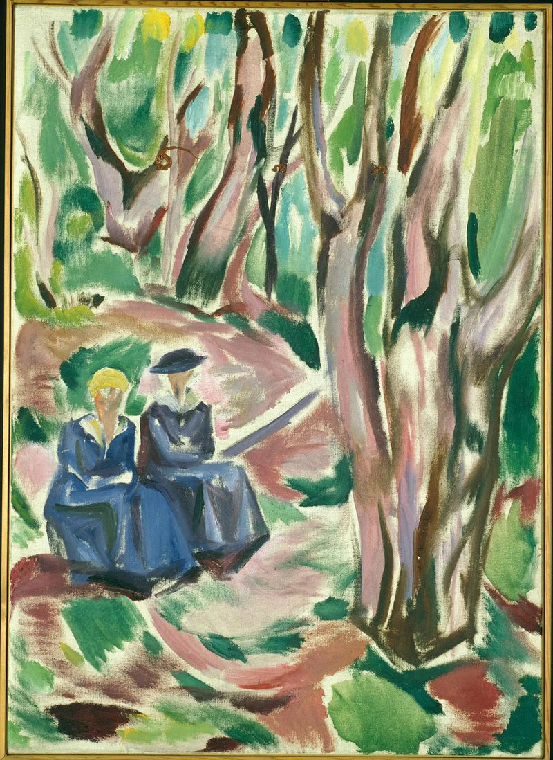 Two Women in the Woods at Ekely - Edvard Munch