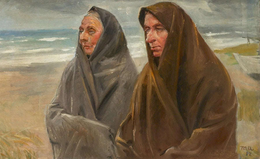 Two fishermen's wives on the beach. - Michael Peter Ancher