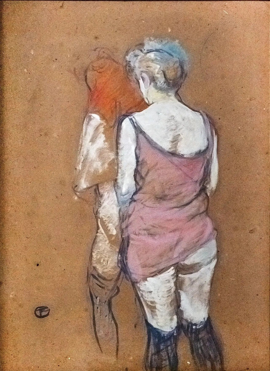 Two half-naked women from behind. House on Rue des Moulins - Henri de Toulouse-Lautrec