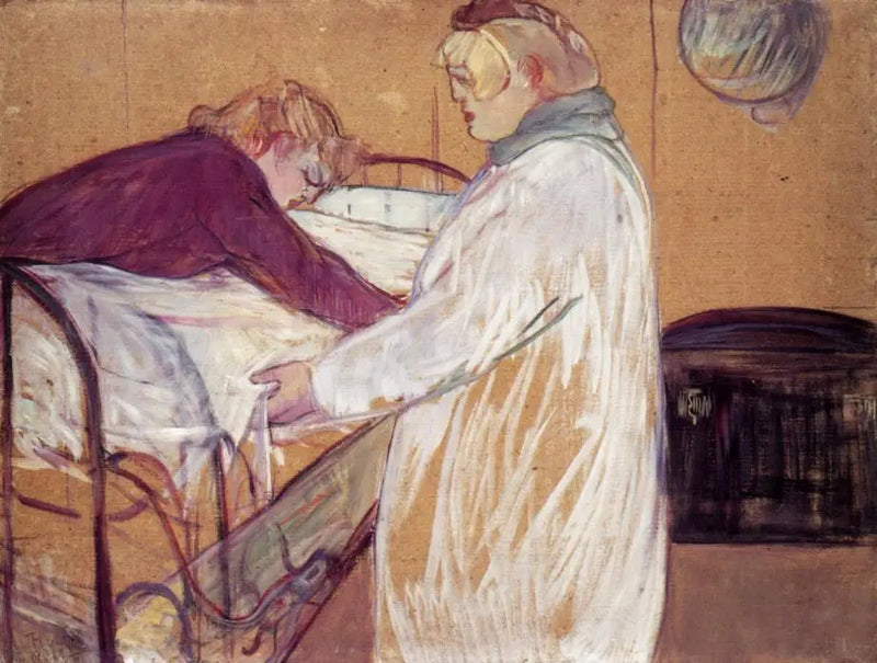 Two Women Making Their Bed - Henri de Toulouse-Lautrec