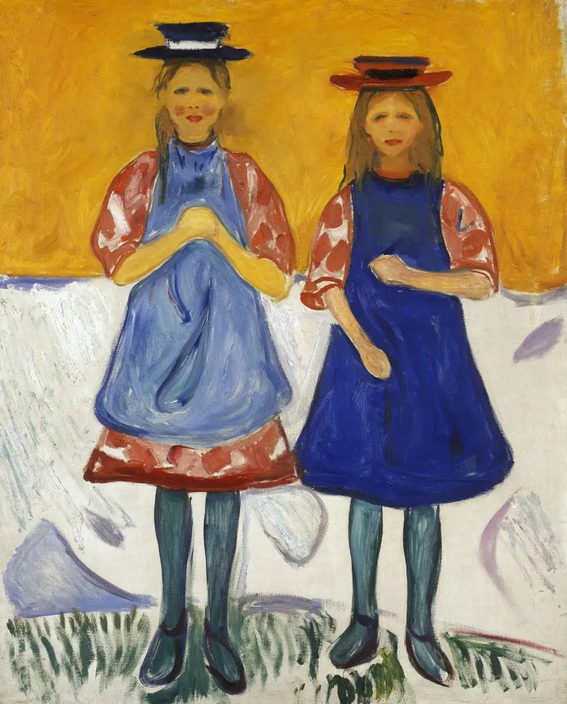 Two Girls in Blue Aprons - Edvard Munch