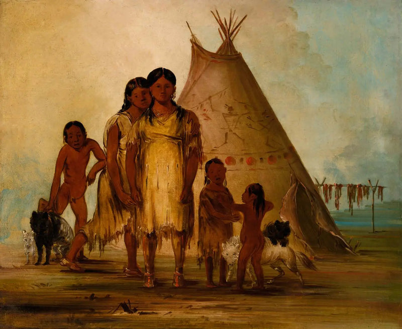 Two Comanche Girls - George Catlin