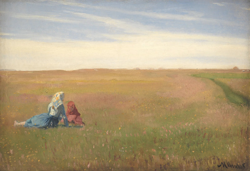 Two Girls in a Champion. Summer Day - Michael Peter Ancher