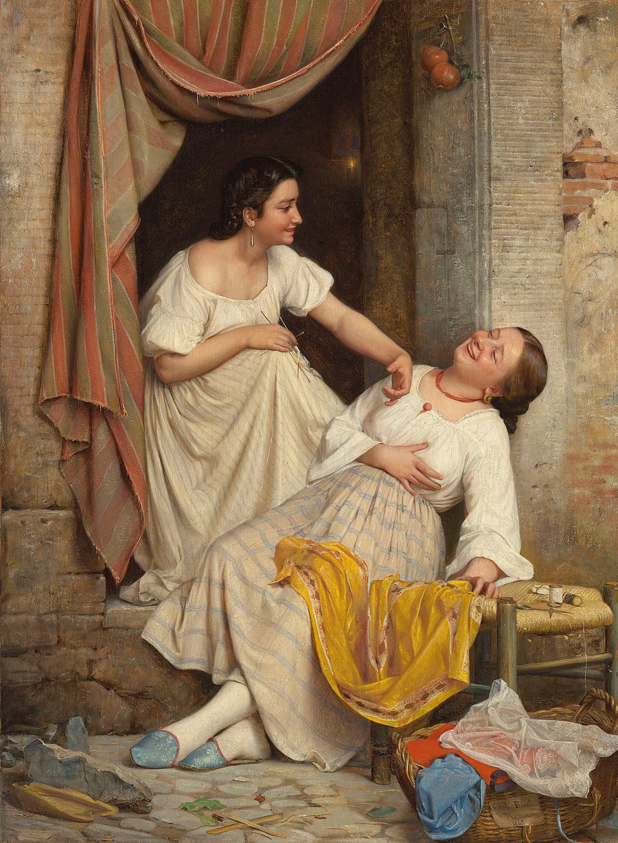 Two smiling girls - Carl Heinrich Bloch