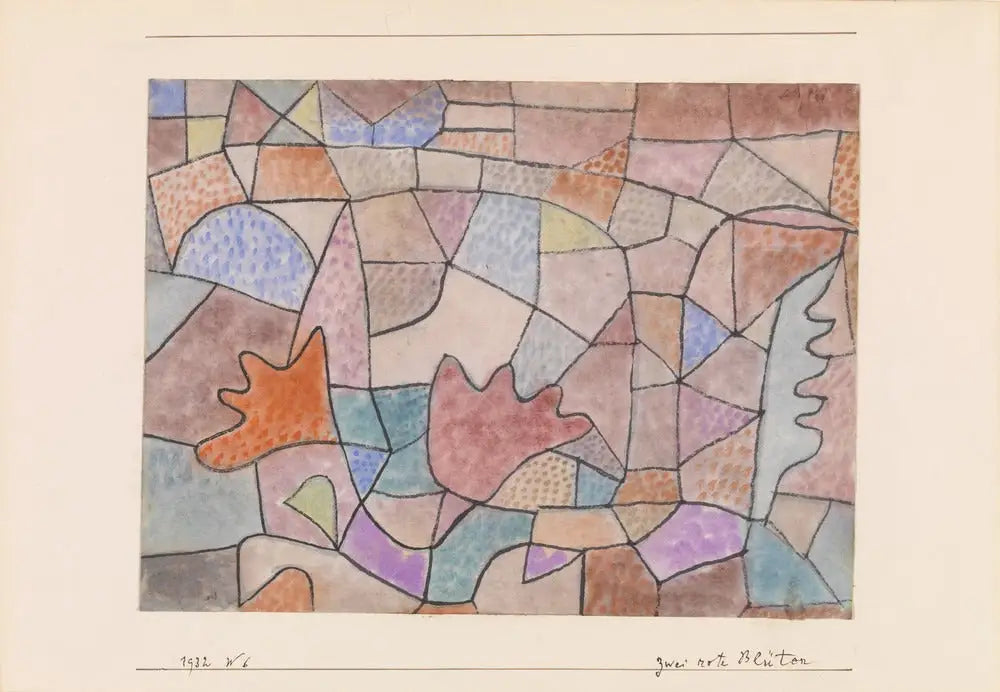 Deux fleurs rouges (Zwei rote Blüten) - Paul Klee image 1 tableau peint à l’huile sur toile