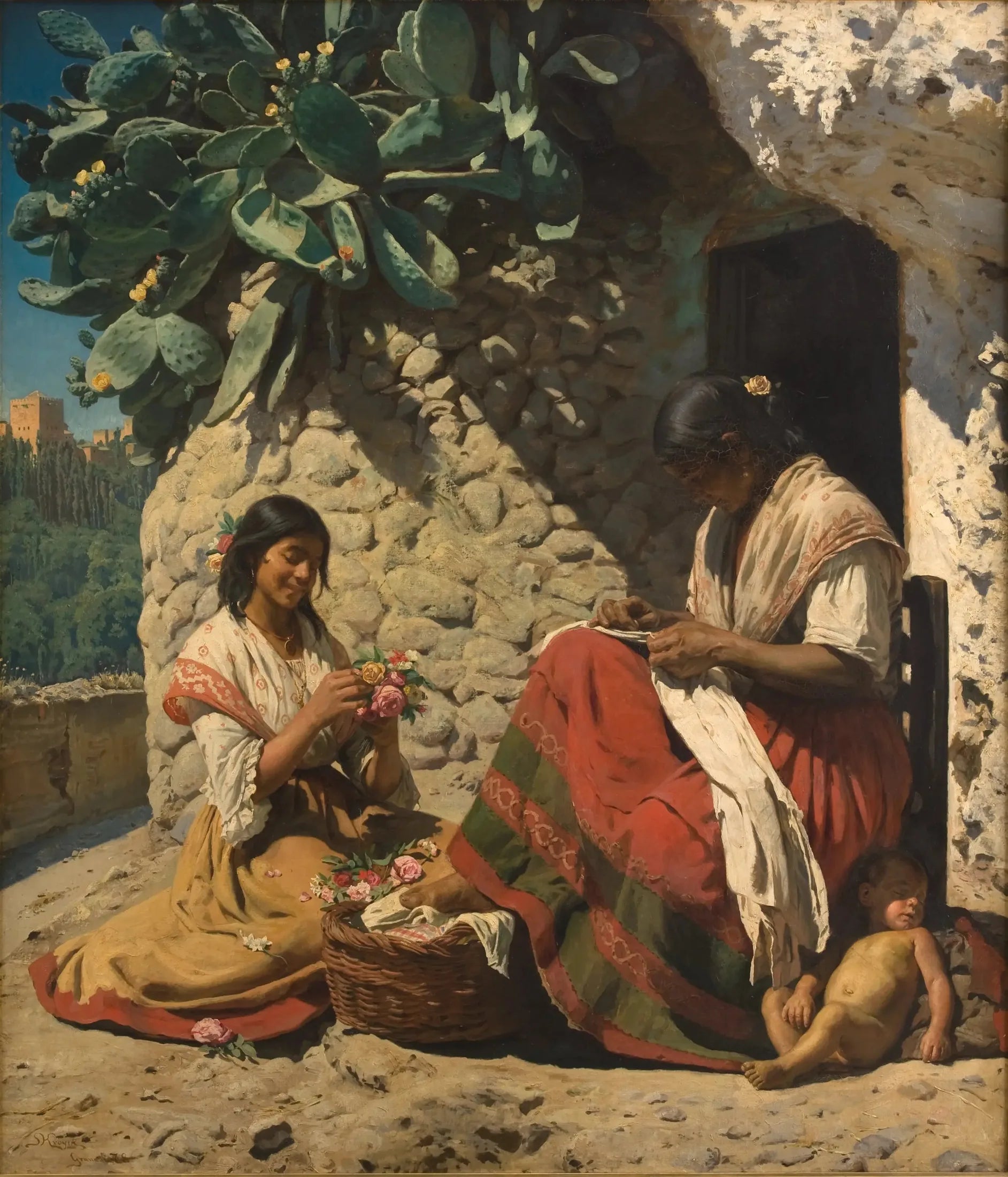 Deux gitanes devant leur chaumière. Espagne - Peder Severin Krøyer image 1 copie de tableau peinte à la main