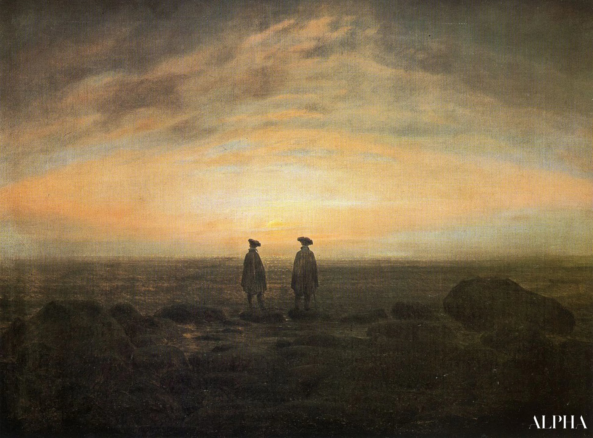Deux Hommes au bord de la mer - Caspar David Friedrich - Reproductions de tableaux et peintures haut de gamme