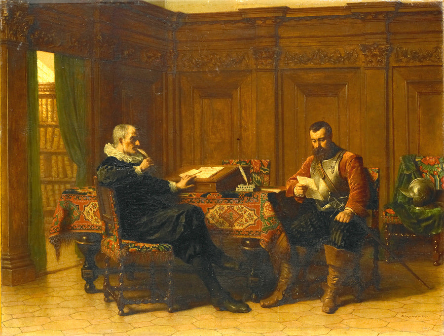 Deux hommes dans un intérieur du XVIIe siècle, appelé « Une conférence » - Lambertus Lingeman