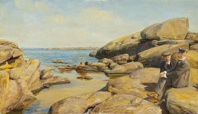 Two men on a beach in Bornholm. - H. A. Brendekilde