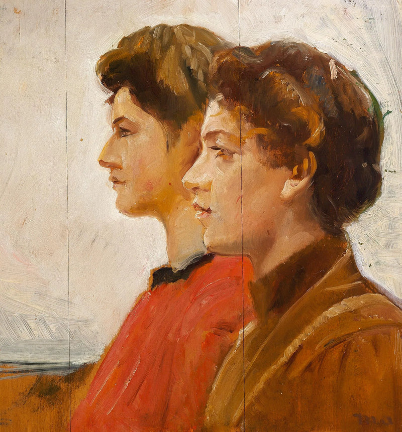 Two young women from Skagen in profile. - Michael Peter Ancher