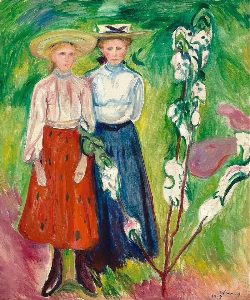 Two Young Girls in the Garden - Edvard Munch