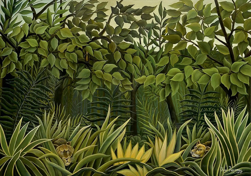 Two Lions on the Watch in the Jungle - Henri Rousseau