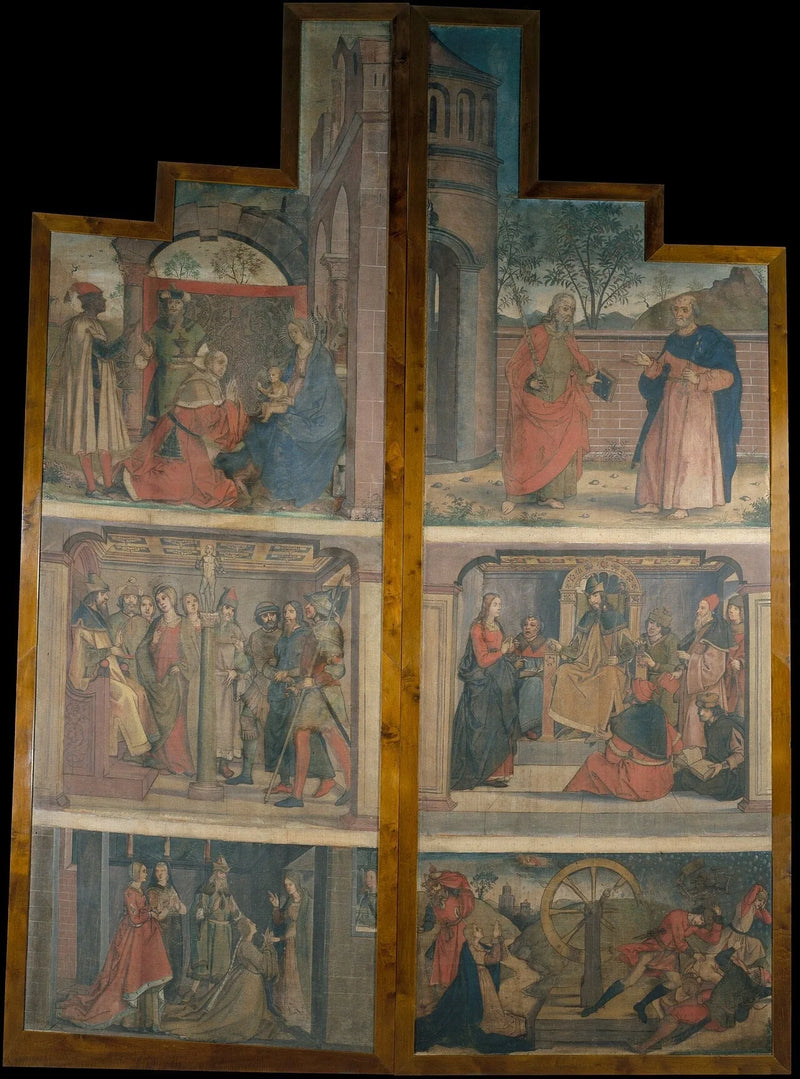 Two drapes from the doors of an altarpiece decorated with scenes from the life of Saint Catherine - Pedro Berruguete