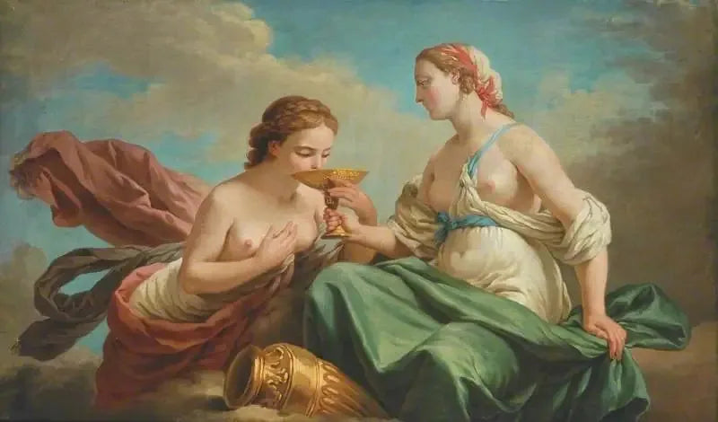Two Nymphs, Allegory of the Five Senses - Louis Jean François Lagrenée