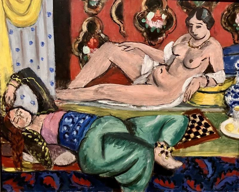Two Odalisques, one nude, ornamental background and checkerboard - Henri Matisse
