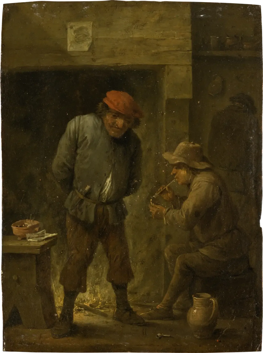 Two peasants by the fire - David Teniers the Younger