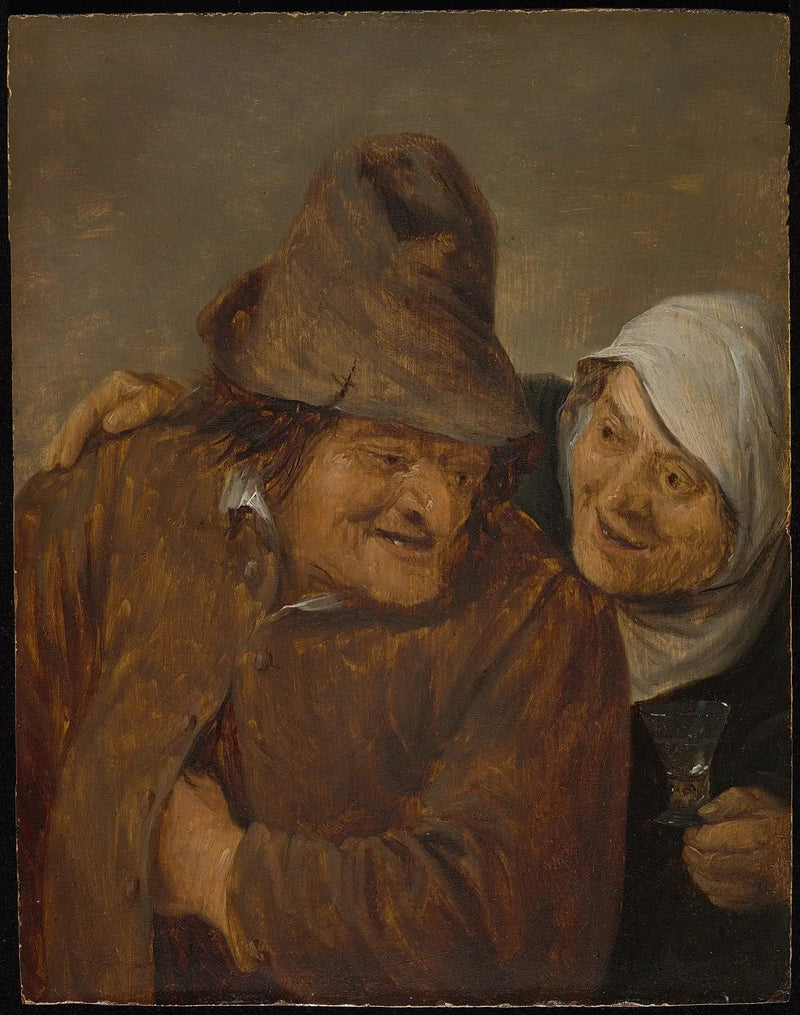Two peasants with a glass of wine - David Teniers the Younger