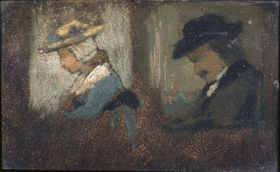 Two characters in a railway carriage - Frédéric Bazille