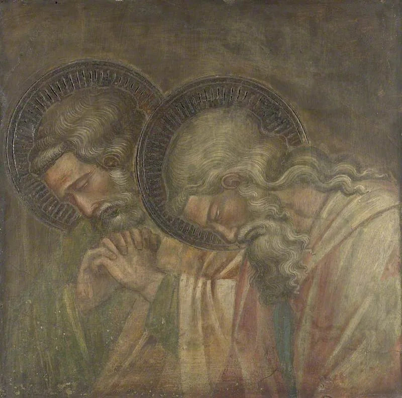 Two mourning figures with halos - Spinello Aretino