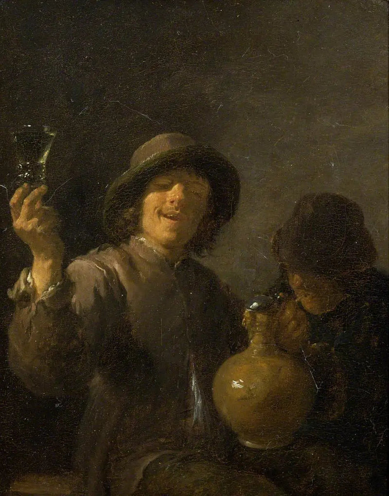 Two Rustics Drinking - David Teniers the Younger