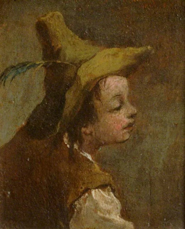 Two paintings: a boy's head and a girl's head (diptych, left panel) - Francesco Guardi