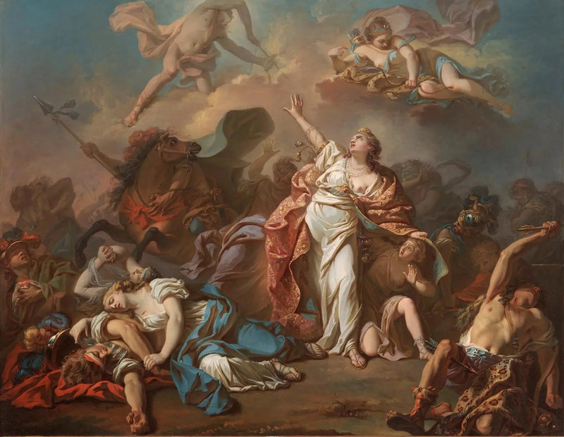 Diana and Apollo piercing the children of Niobe with their arrows - Jacques-Louis David