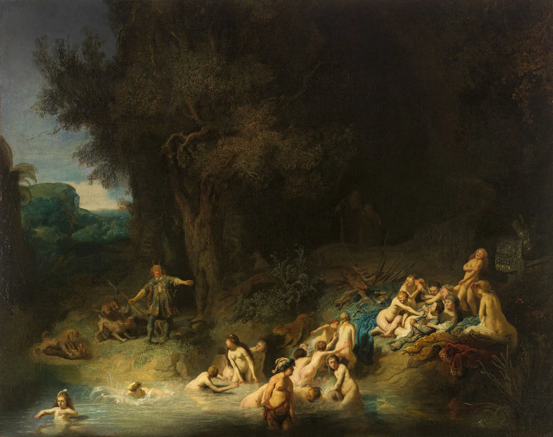 Diana and her nymphs surprised at the bath by Actaeon - Rembrandt
