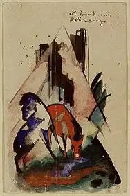 Die Tränke am Rubinberge - Franz Marc image 1 copie de tableau peinte à la main