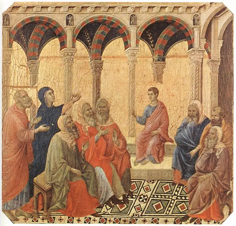 Dispute with the doctors - Duccio di Buoninsegna