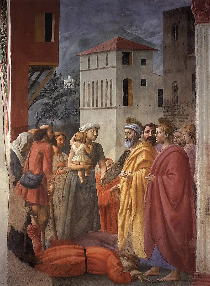 Distribution de l'aumône et mort d'Ananie - Masaccio