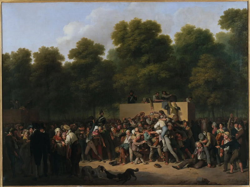 Distribution of wines and groceries on the Champs-Elysées, on the occasion of the king's feast - Louis-Léopold Boilly