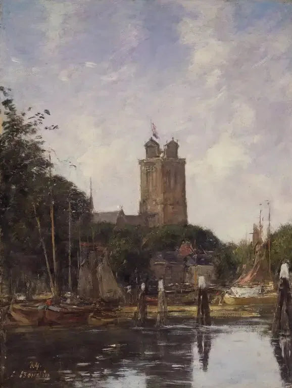 Dordrecht, the Grote Kerk from the canal - Eugène Boudin
