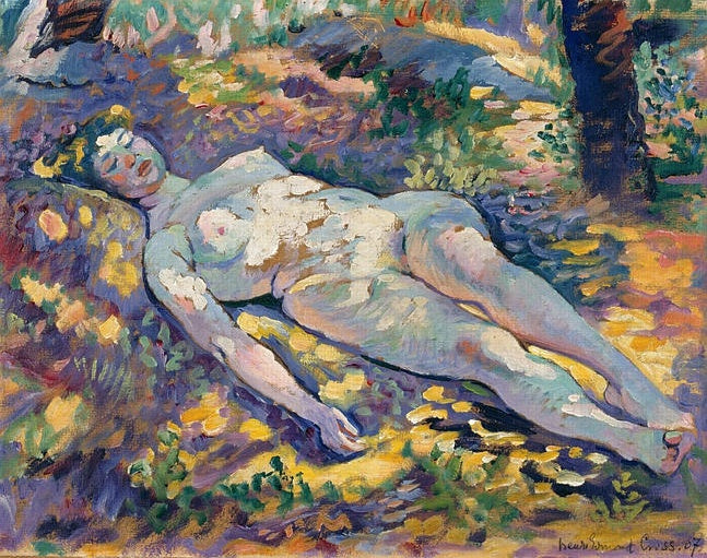 Nude Sleeping Woman in the Clearing - Henri-Edmond Cross