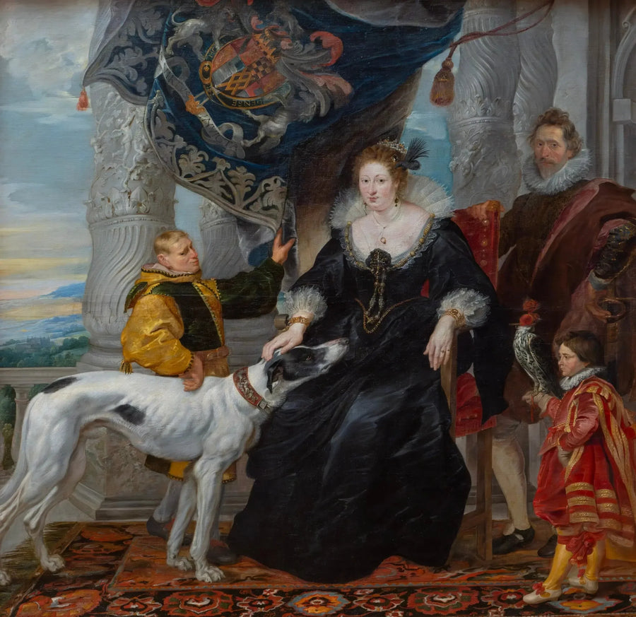 Double Portrait of Alethea Talbot (1585-1654), Countess of Arundel and Sir Dudley Carleton (1573-1632), with Two Servants - Peter Paul Rubens