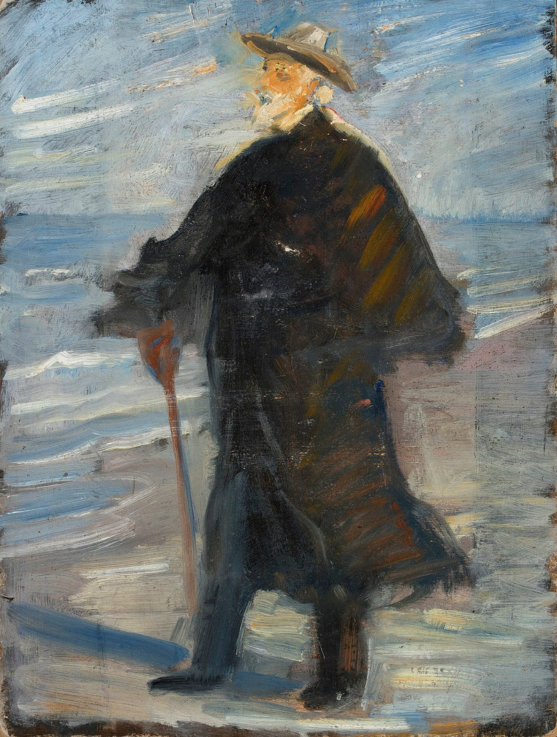 Drachmann on the beach - Michael Peter Ancher
