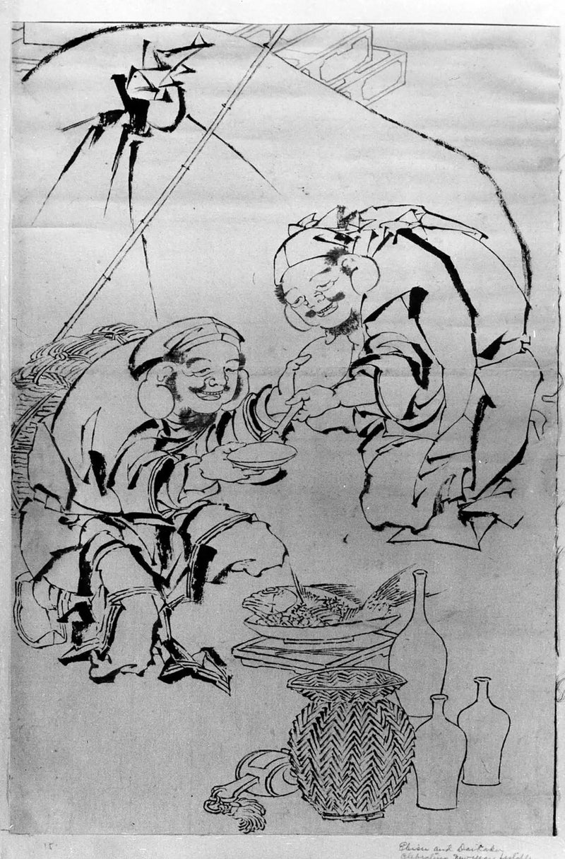 Ebisu and Daikoku celebrate the New Year festival - Hokusai
