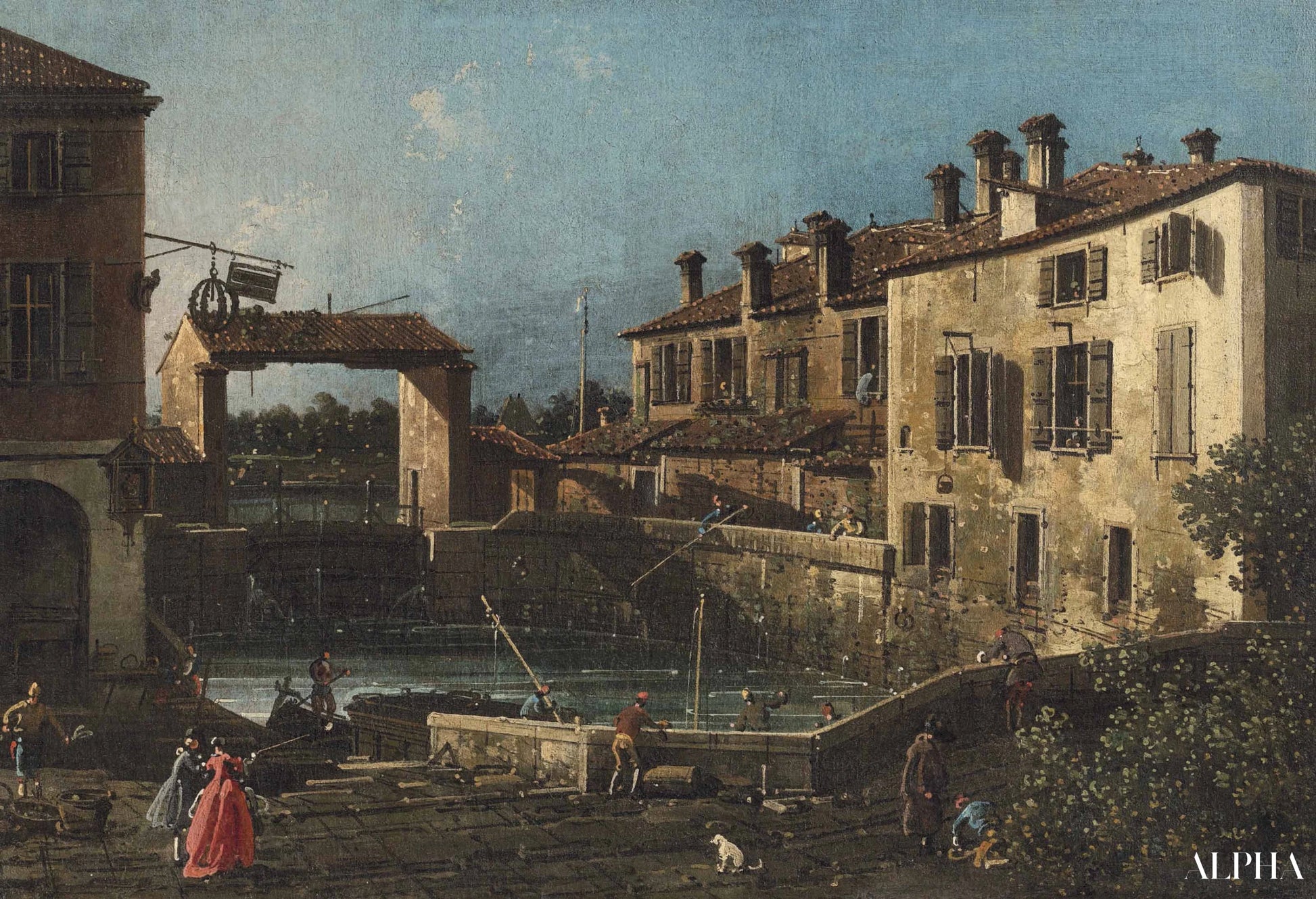 Lock of the Brenta Canal at Dolo - Giovanni Antonio Canal - High-quality reproductions of paintings and artworks
