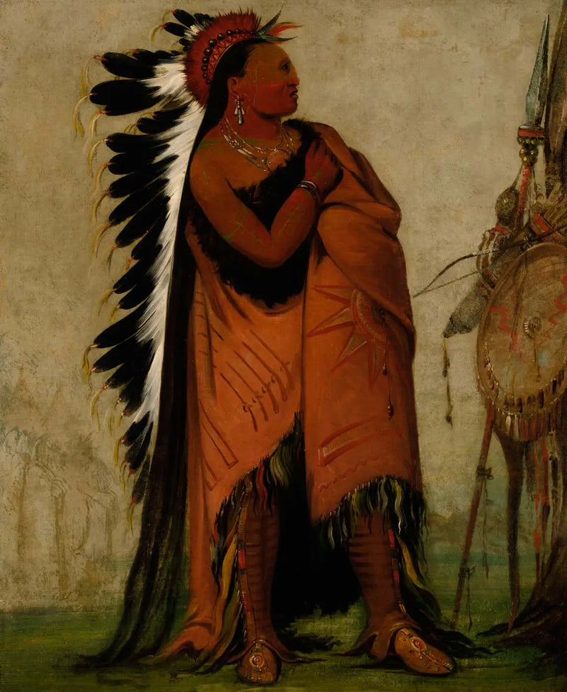 Eé-hee-a-duck-cée-a, The one who ties his hair before - George Catlin