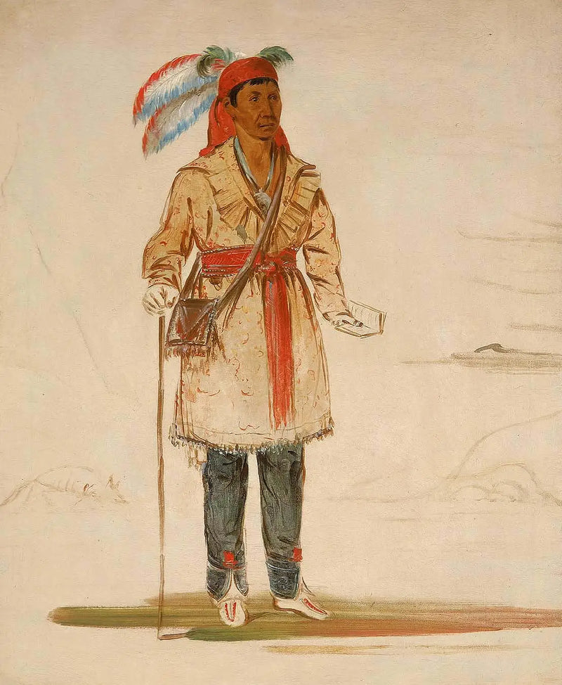 Ee-tów-o-kaum, des deux côtés de la rivière, chef de la tribu - George Catlin