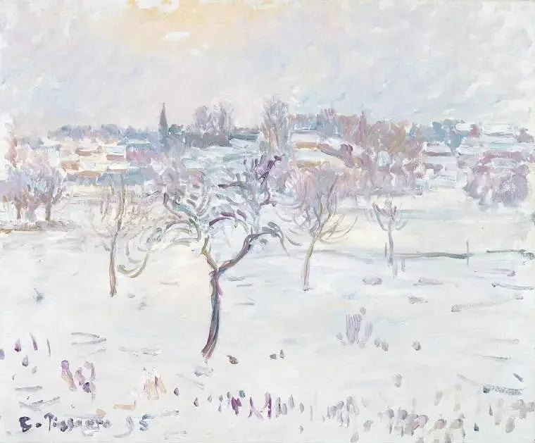 Snow Effect at Éragny, with an Apple Tree - Camille Pissarro