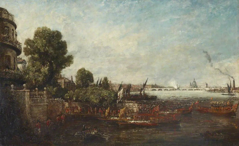 Embarkation of George IV from Whitehall: the opening of Waterloo Bridge, 1817 - John Constable