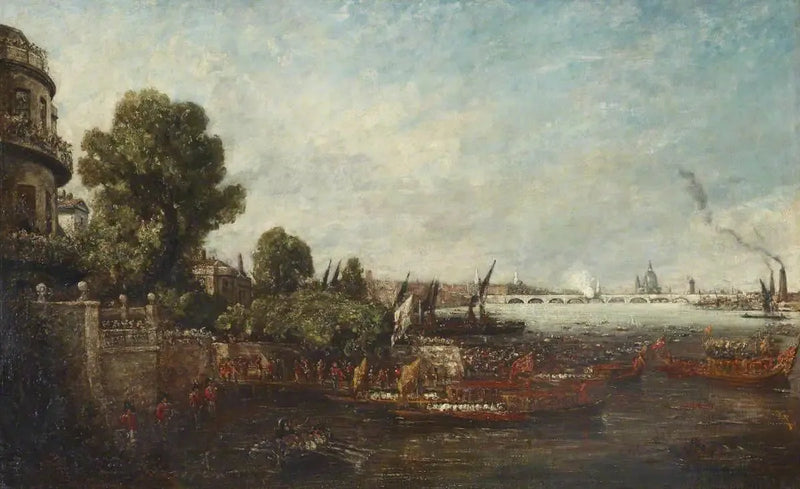 Embarkation of George IV from Whitehall: the opening of Waterloo Bridge, 1817 - John Constable