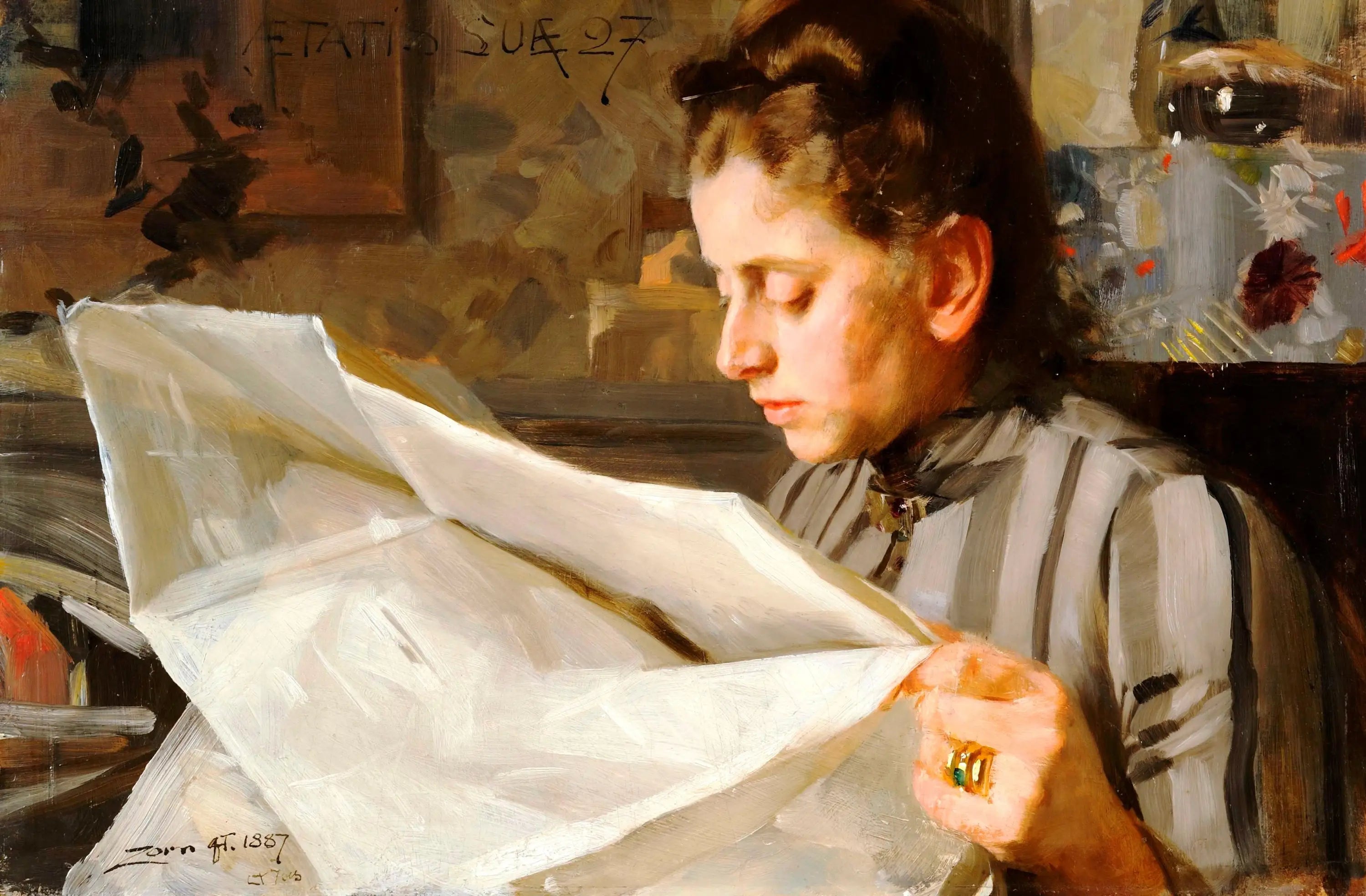 Emma Zorn lisant - Anders Zorn - Alpha Reproduction