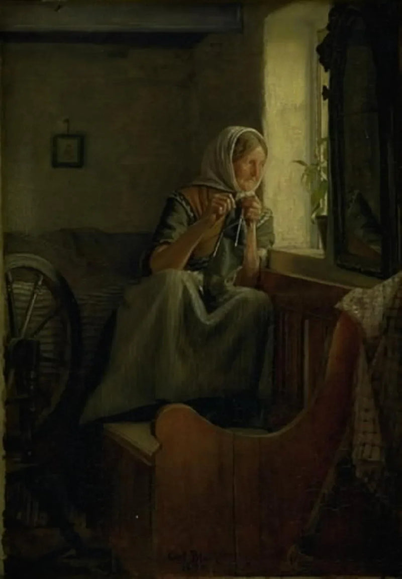 An old peasant woman, looking out of a window - Carl Heinrich Bloch