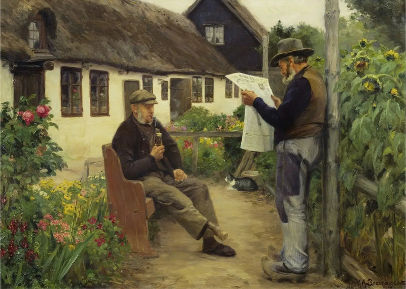 Reading the newspaper news - H. A. Brendekilde