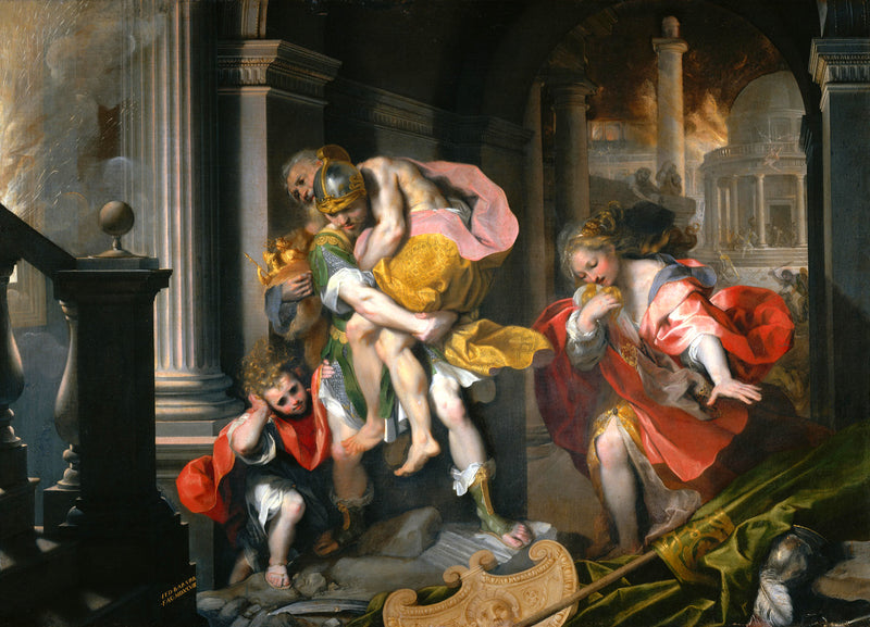 Aeneas fleeing Troy - Federico Barroci