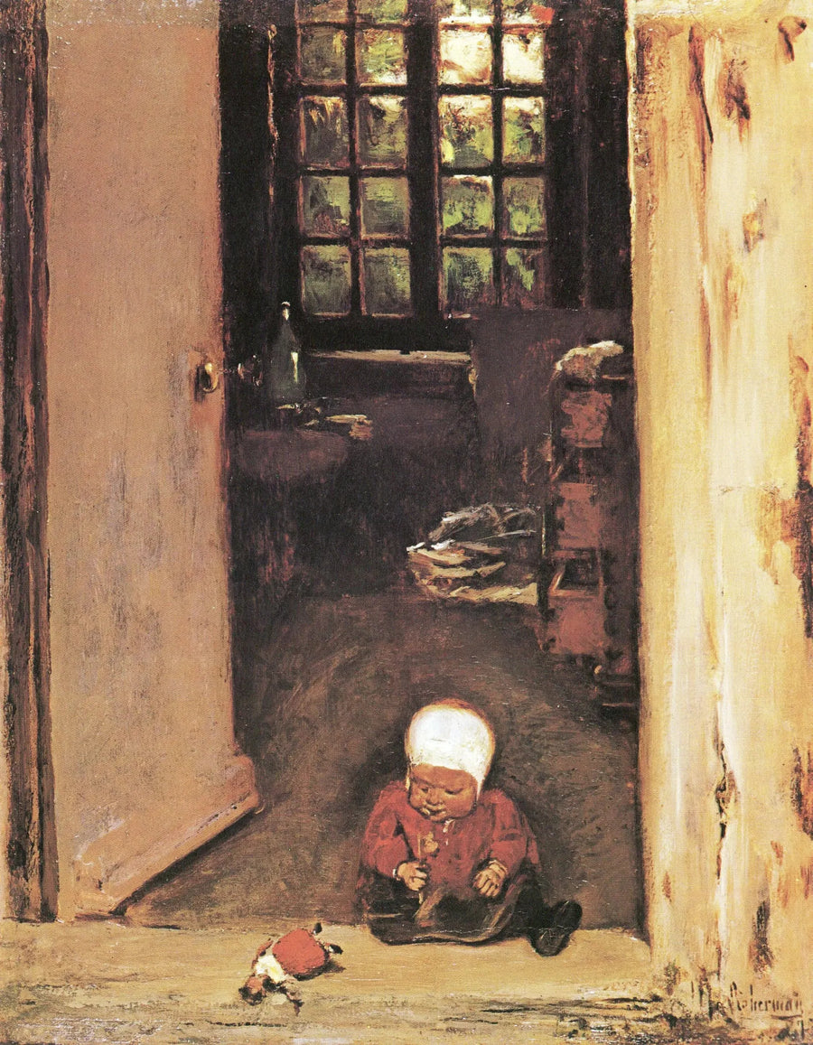 Child Playing in the Doorway - Max Liebermann