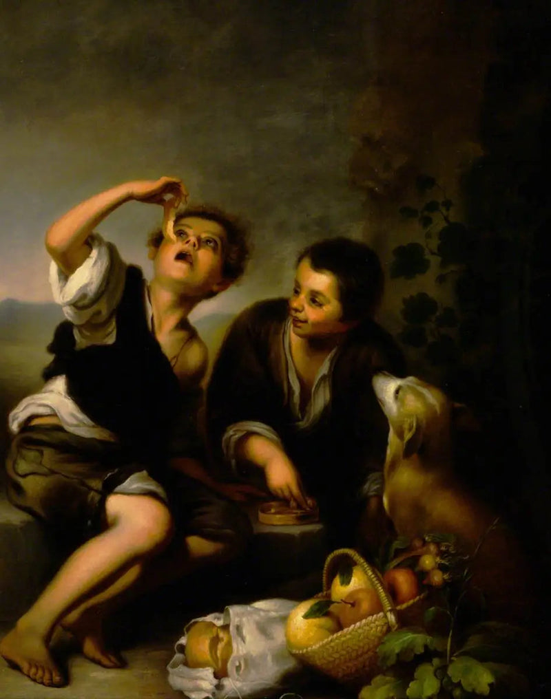 Children with a Dog and a Basket of Fruits (after Bartolomé Esteban Murillo) - Bartolomé Esteban Murillo