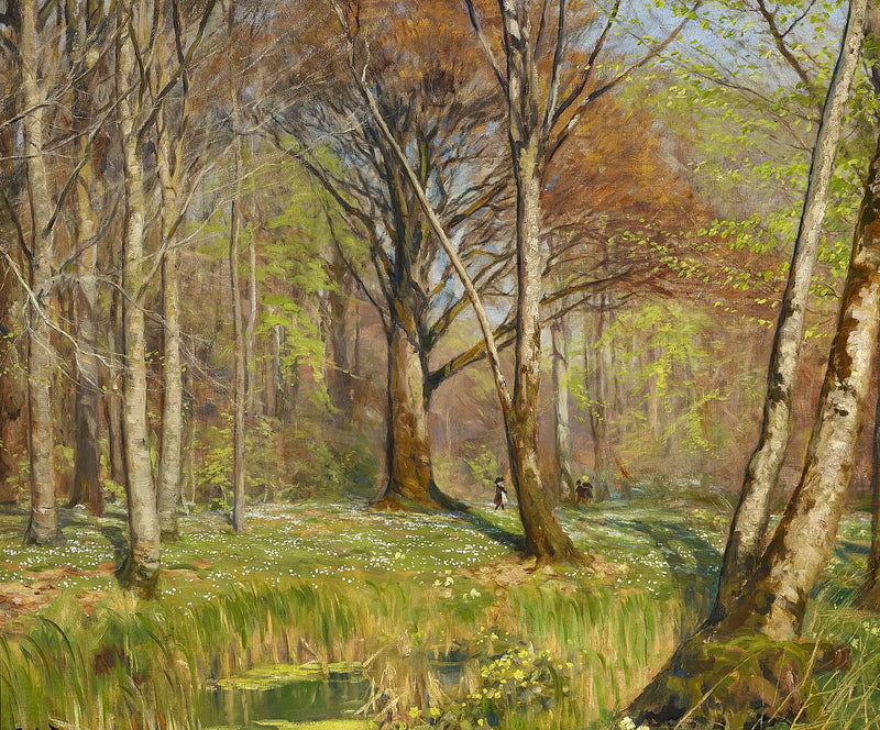 Children in a Spring Forest. The Anemones are in Bloom. - H. A. Brendekilde